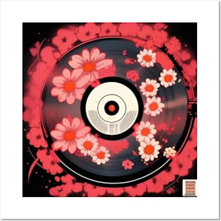 Vintage Floral Red Aesthetic Flowers Vinyl Record Posters and Art